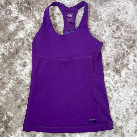 The North Face top purple tank with bra shelf unpadded decorative back SZ S/P - Picture 9 of 9